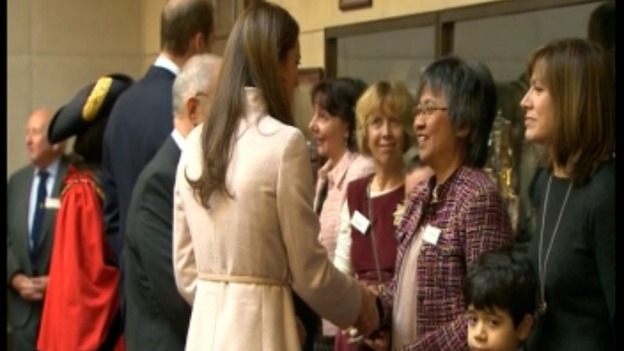 The Duchess of Cambridge meets people in Cambridge.