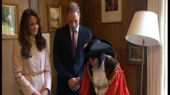 The Royal couple with the Mayor of Cambridge.