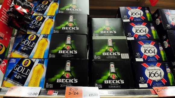 Special offers on alcoholic drinks at a supermarket