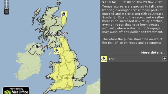 Temperatures are set to drop overnight, leading the Met Office to issue a weather alert