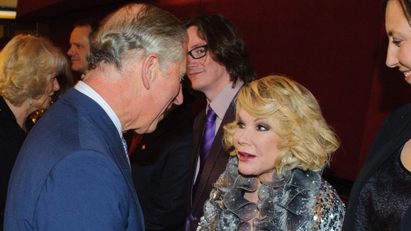 Prince Charles greets US comedian Joan Rivers