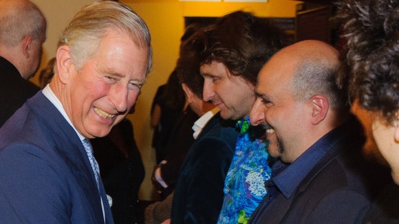 Charles shares a joke with Omid Djalili
