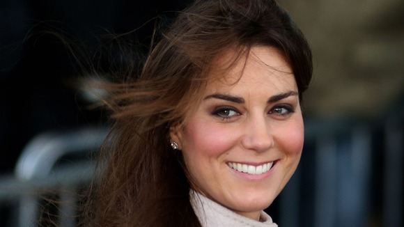 The Duchess pictured yesterday during her visit to Cambridge.