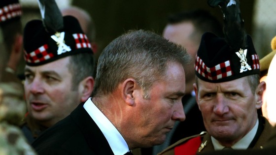 Rangers Manager Ally McCoist at the funeral of Captain Walter Barrie at Glencorse Kirk.