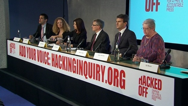 The Hacked Off campaign speaking to the media after the Leveson report was published