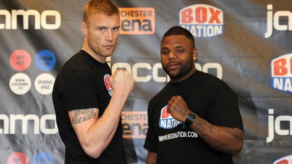 Andrew Flintoff during the weigh in with American Richard Dawson.