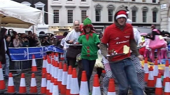 Pudding racers in Covent Garden