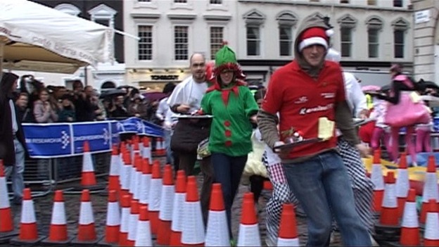 Pudding racers in Covent Garden