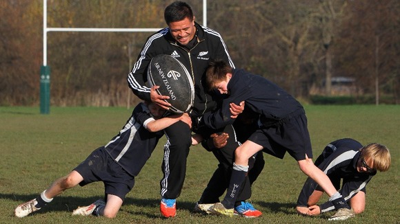 Keven Mealamu visited the West London Free School today to teach Year 8 pupils