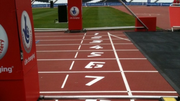 Close up view of finish line