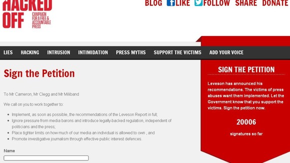 The Hacked off petition has reached 20,000 signatures at the time of writing