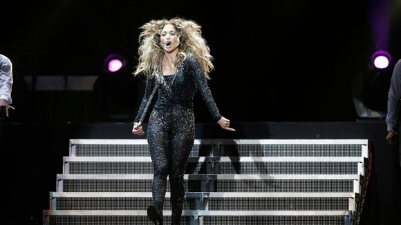 Jennifer Lopez performs during her "Dance Again World Tour" concert in Kuala Lumpur.