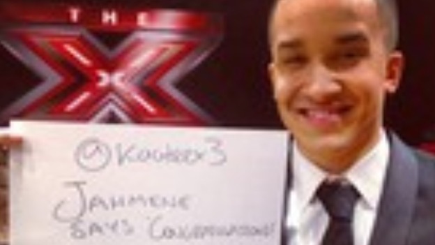 The X Factor sign from Jahmene Douglas.
