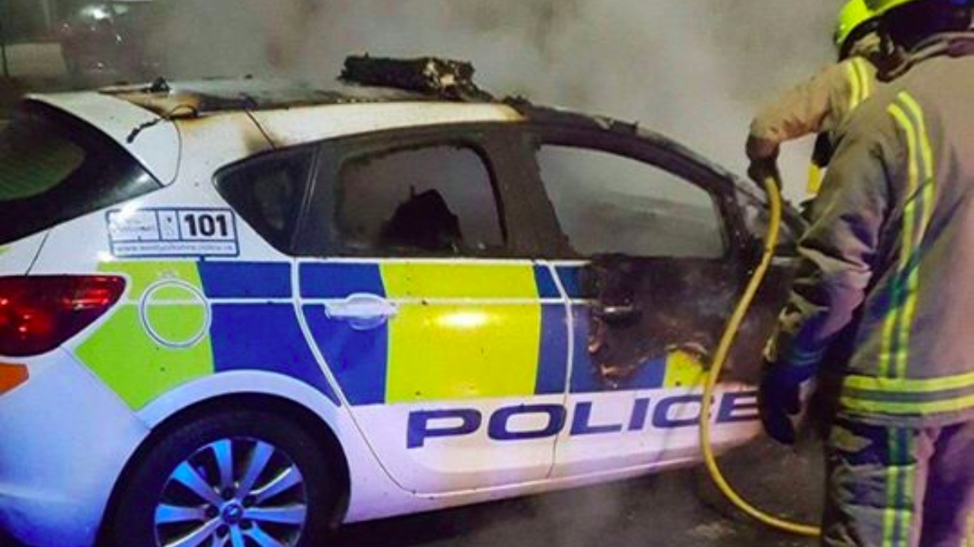 Police car set on fire in Knottingley Calendar ITV News