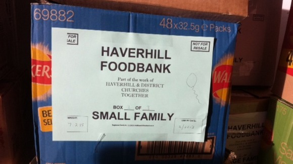 A box of food at Haverhill foodbank