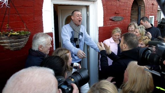 Chris Maloney greets Gary Barlow