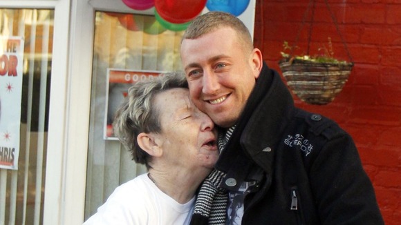 Nanny Pat with her grandson the X Factor finalist Chris Maloney