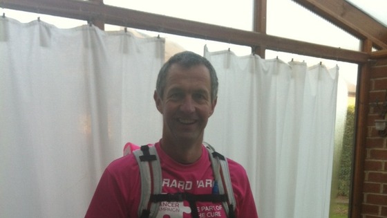 Gerard just before setting off from his home in Duffield to run 800 miles to Switzerland in three weeks.   