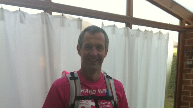 Gerard just before setting off from his home in Duffield to run 800 miles to Switzerland in three weeks.