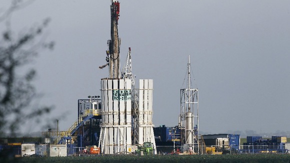 Anti-fracking protestors scale the rig at Banks, near Southport, on November 2, 2011