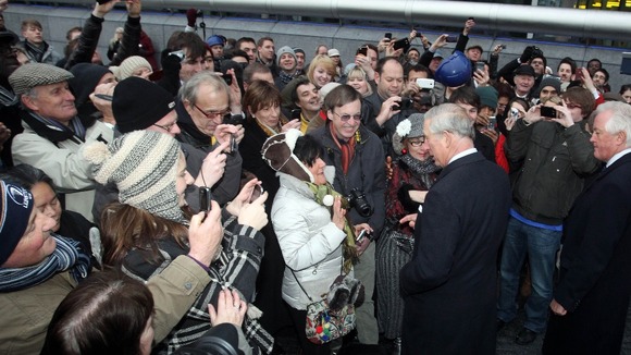 A large crowd gathered for a chance to meet the Prince