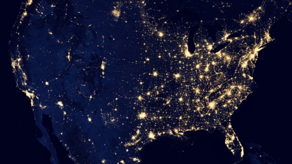 Image of the United States at night