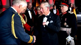The Prince of Wales and The Duchess of Cornwall are greeted by Air Chief Marshal Stephen Dalton