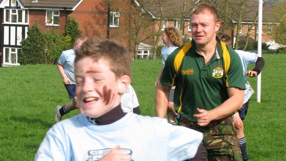 Mike Hamilton, Commando Joes' founder, delivering a fitness session at a school in Manchester.