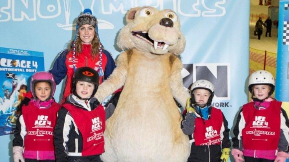 Amy Williams with Llandaff Cathedral School children