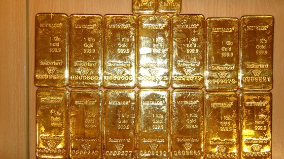 Gold bullion recovered by police after Belgium heist.