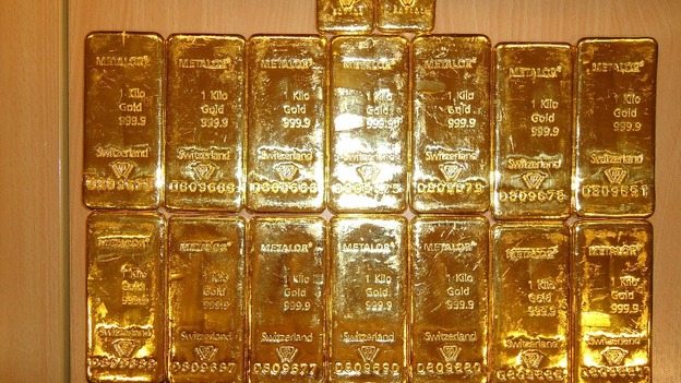Gold bullion recovered by police after Belgium heist.