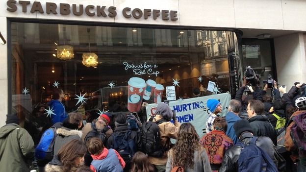 Protests at Starbucks Stores in London