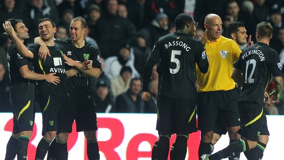 Norwich City players at Swansea