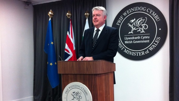 First Minister Carwyn Jones at his monthly media briefing