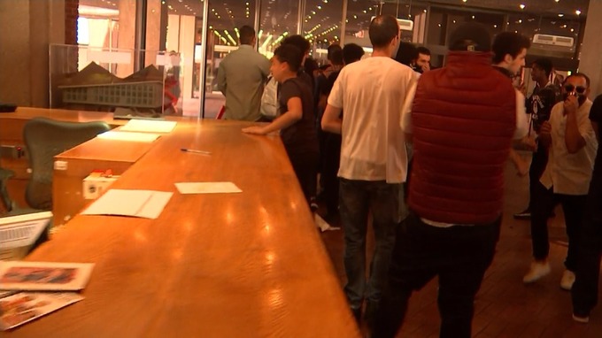 The protesters managed to get inside the building