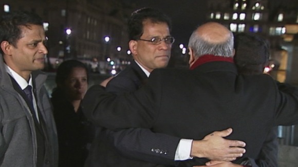 Keith Vaz embraces Jacintha Saldanha husband and two children