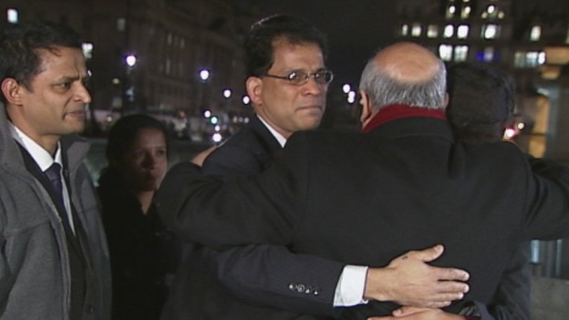 Keith Vaz embraces Jacintha Saldanha husband and two children