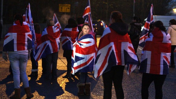 Loyalists block roads in north Belfast as the ongoing flag dispute continues