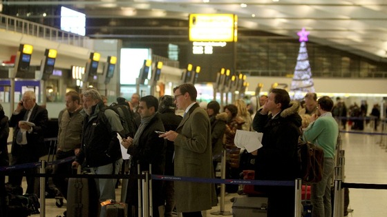 Passengers prepare to depart from Terminal 5 at Heathrow