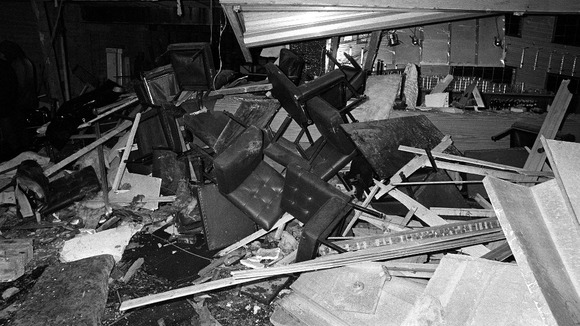 The wreckage inside the pub in Ballykelly following the bomb blast