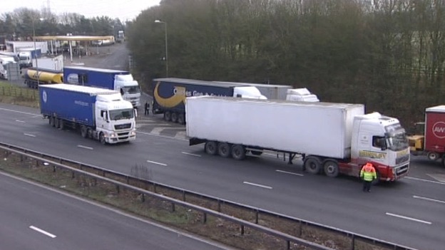 Traffic is being turned around at Corley services 