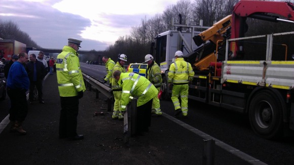 Emergency Services removing the central reservation