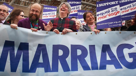 Faith Groups launch the campaign for gay marriage, at the Scottish Parliament in Edinburgh in April