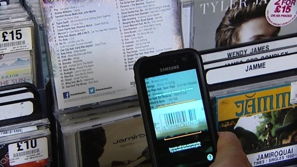Smartphone scans cd barcode