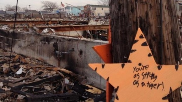 A message of hope is left in Breezy Point which was devastated by the super storm