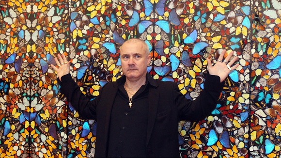 Artist Damien Hirst with 'Doorways to the Kingdom of Heaven 2007'.