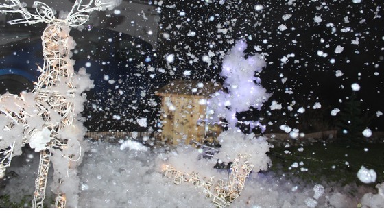 A snow machine adds to the display  