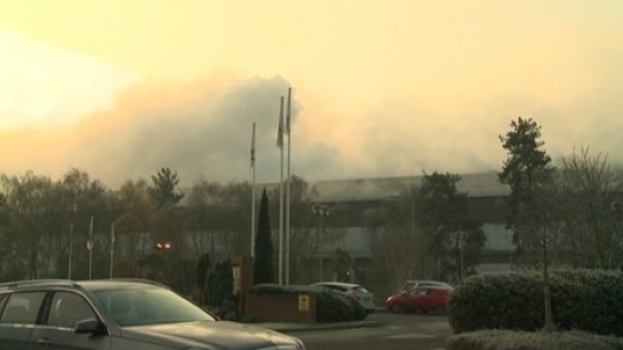 Smoke pours from fire 