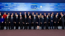 European leaders pose for the traditional family photo at the start of the EU summit
