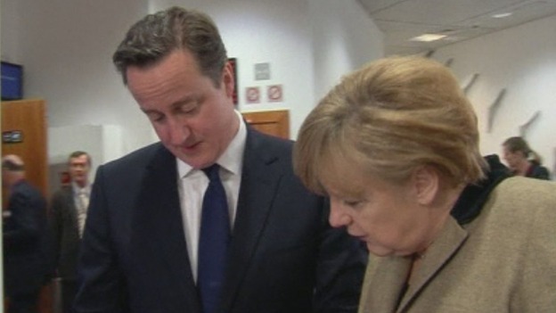Prime Minister David Cameron and German Chancellor Angela Merkel this morning